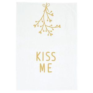 Kiss Me Mistletoe Holiday Kitchen Tea Towel | 20" x 29" Flour Sack Towel in Gif